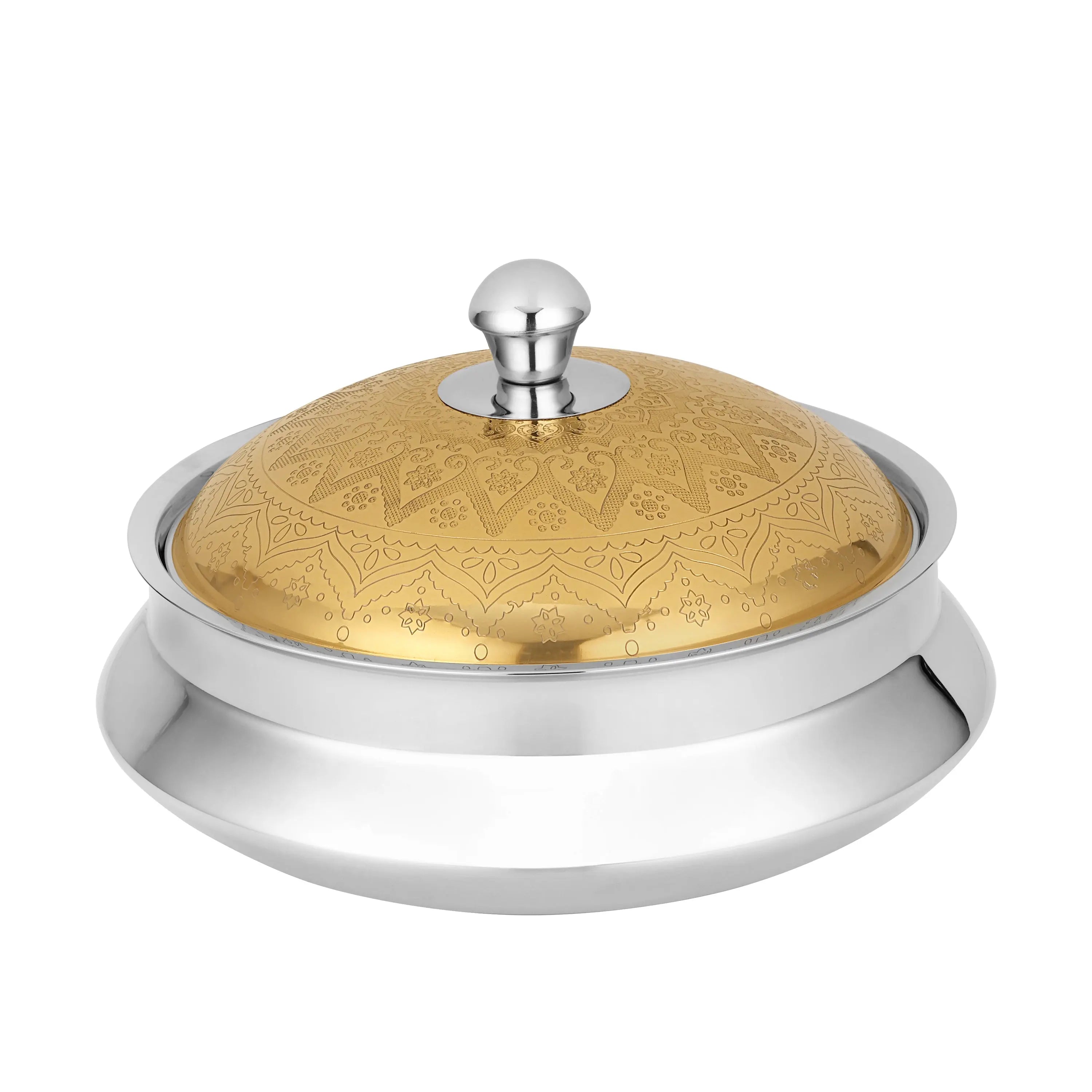 STAINLESS STEEL CASSEROLE MILANO GOLD ETCHING - CROCKERY WALA AND COMPANY 