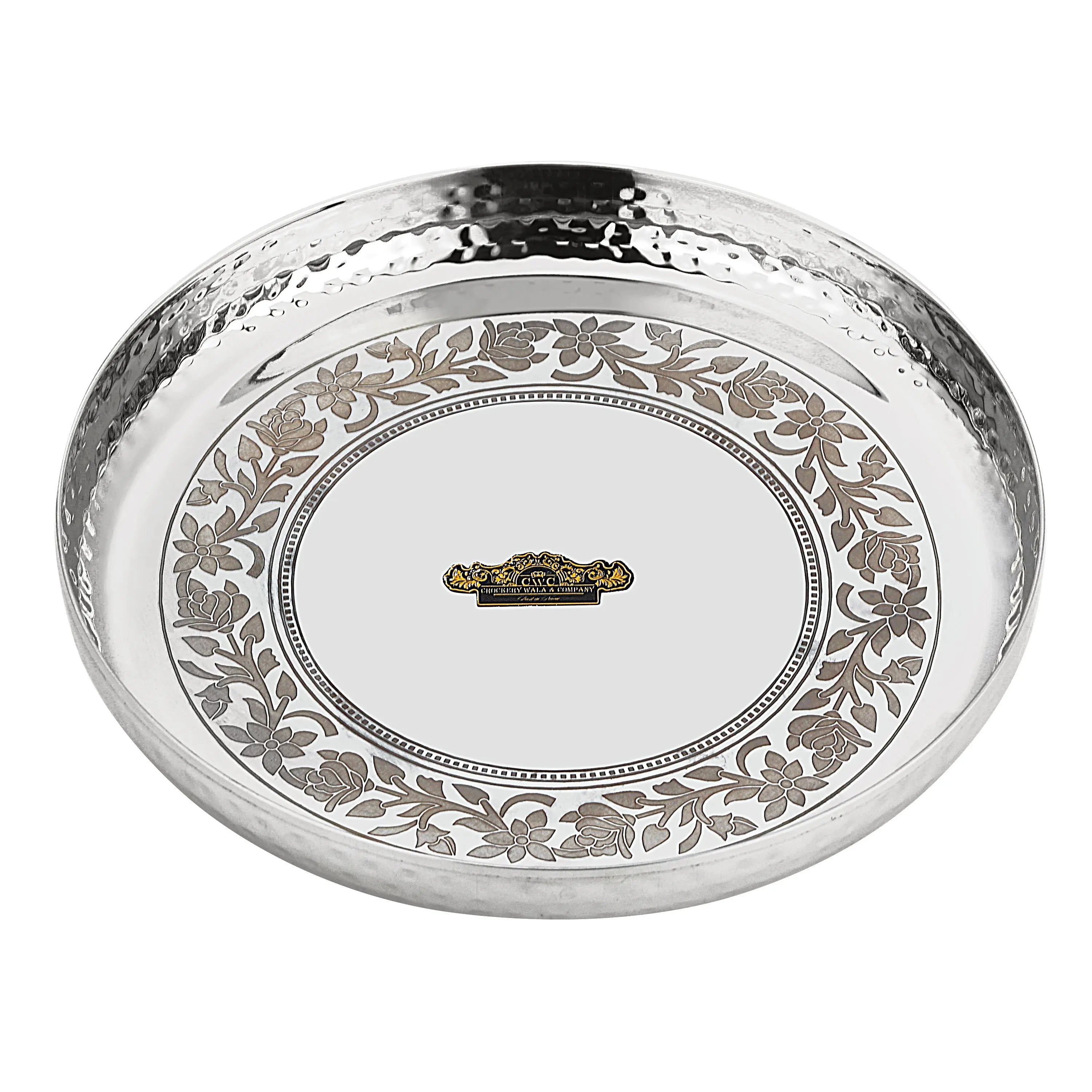STAINLESS STEEL HAMMER LASER THALI - CROCKERY WALA AND COMPANY