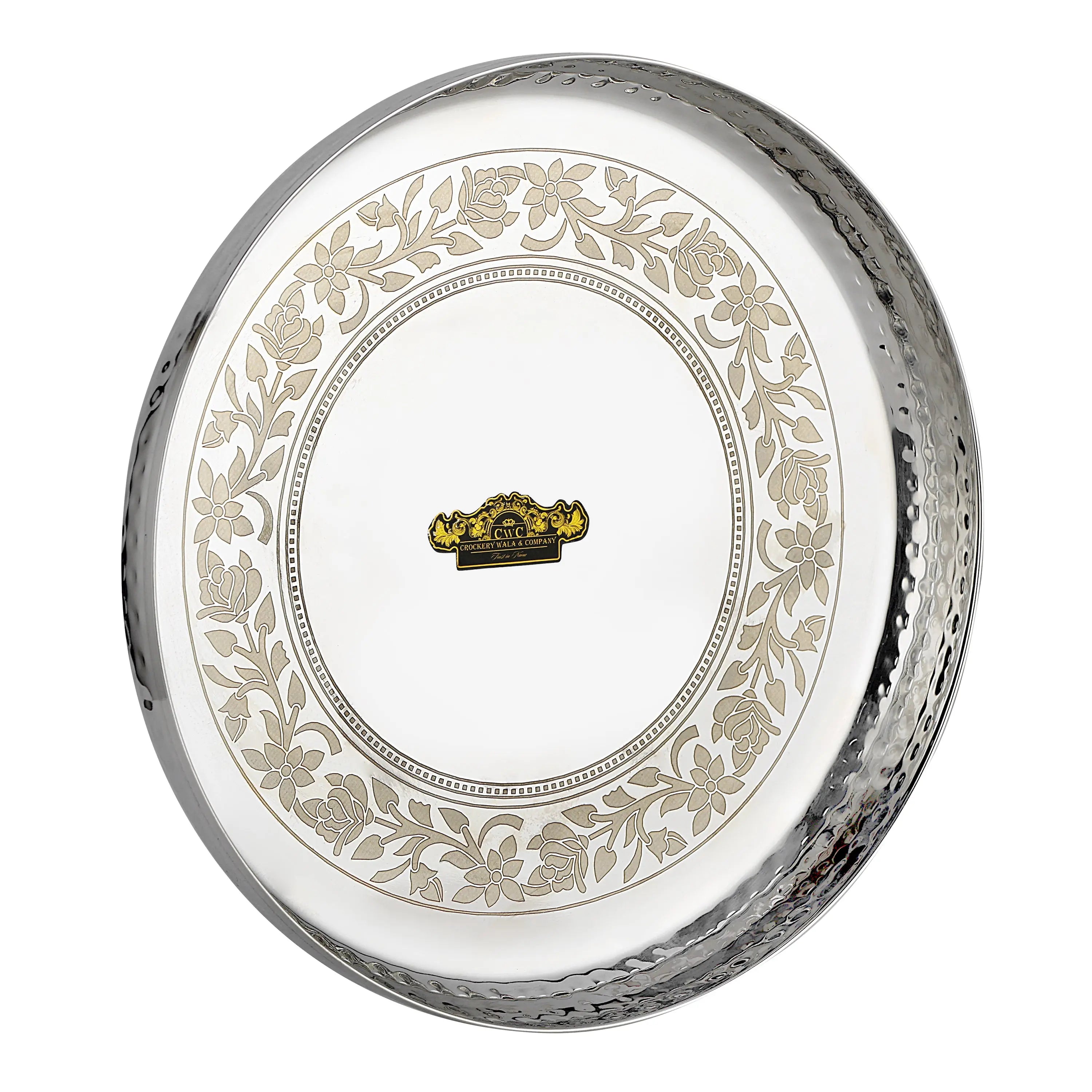 STAINLESS STEEL HAMMER LASER THALI - CROCKERY WALA AND COMPANY