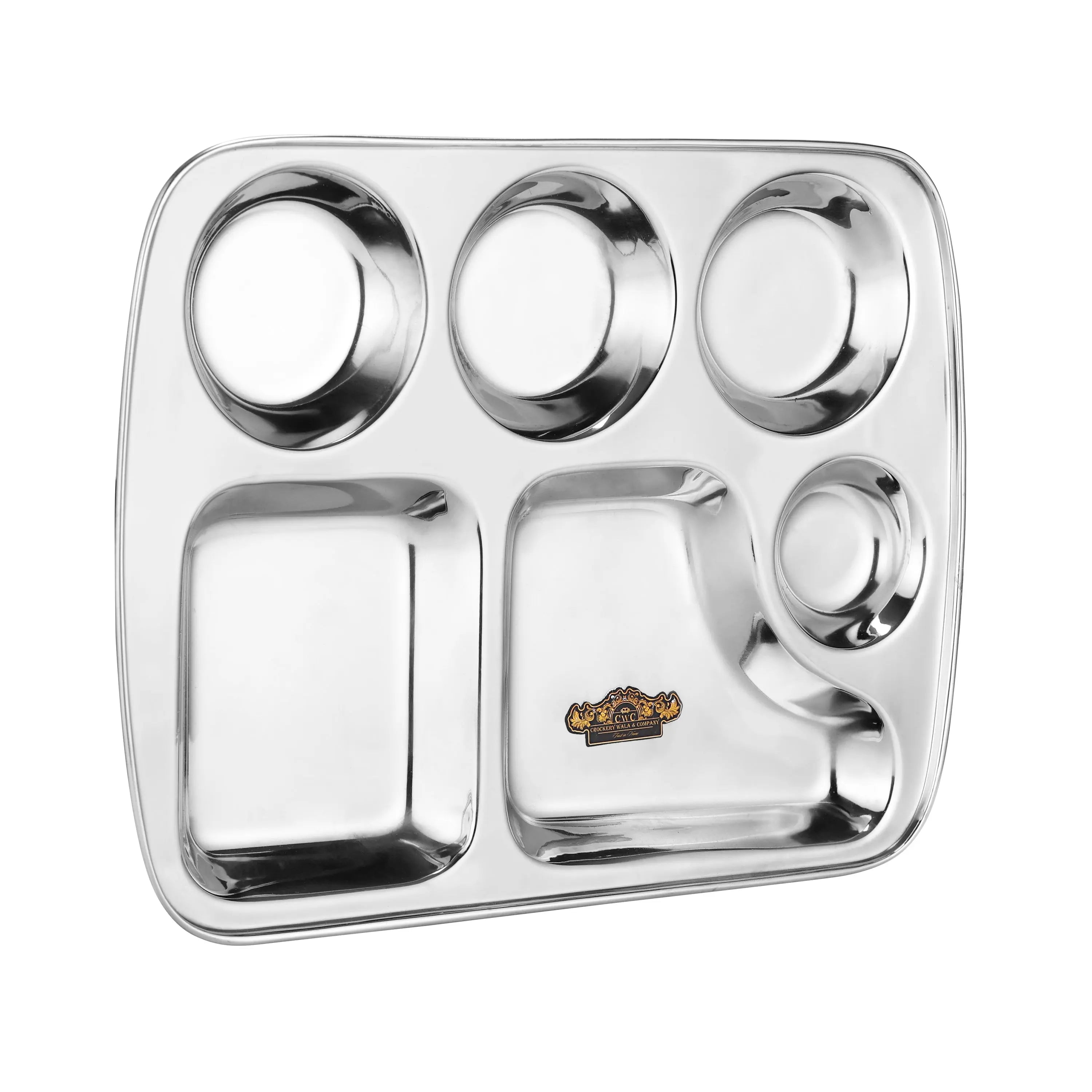 STAINLESS STEEL BHOJAN THAL 6X1 GOL - CROCKERY WALA AND COMPANY