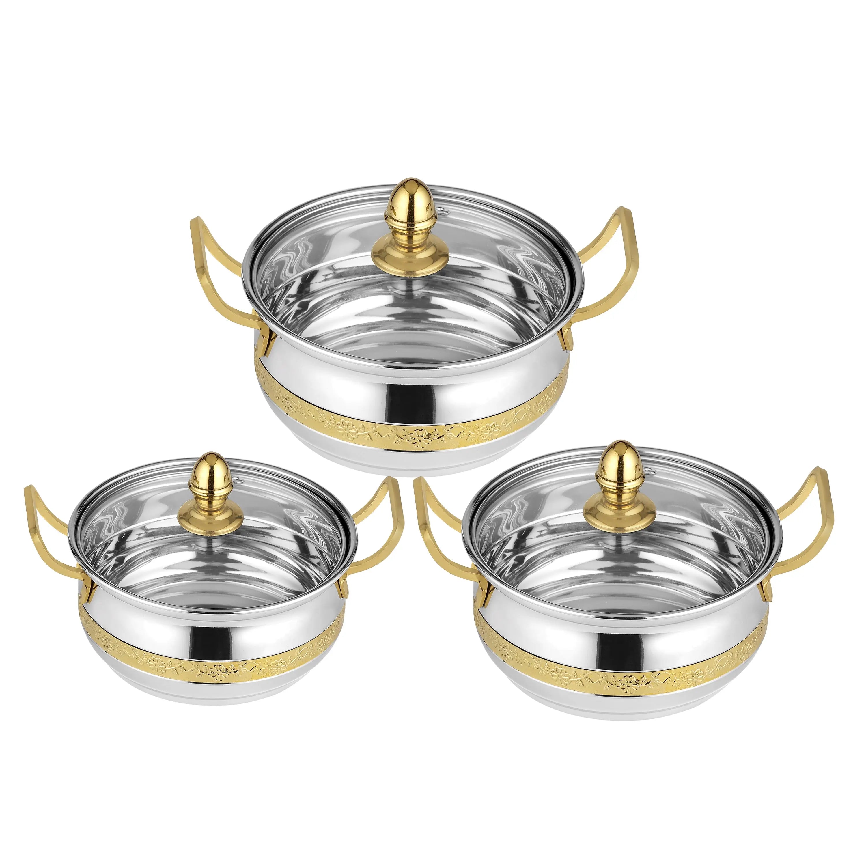 STAINLESS STEEL DONGA BRASS BEADED SET - CROCKERY WALA AND COMPANY
