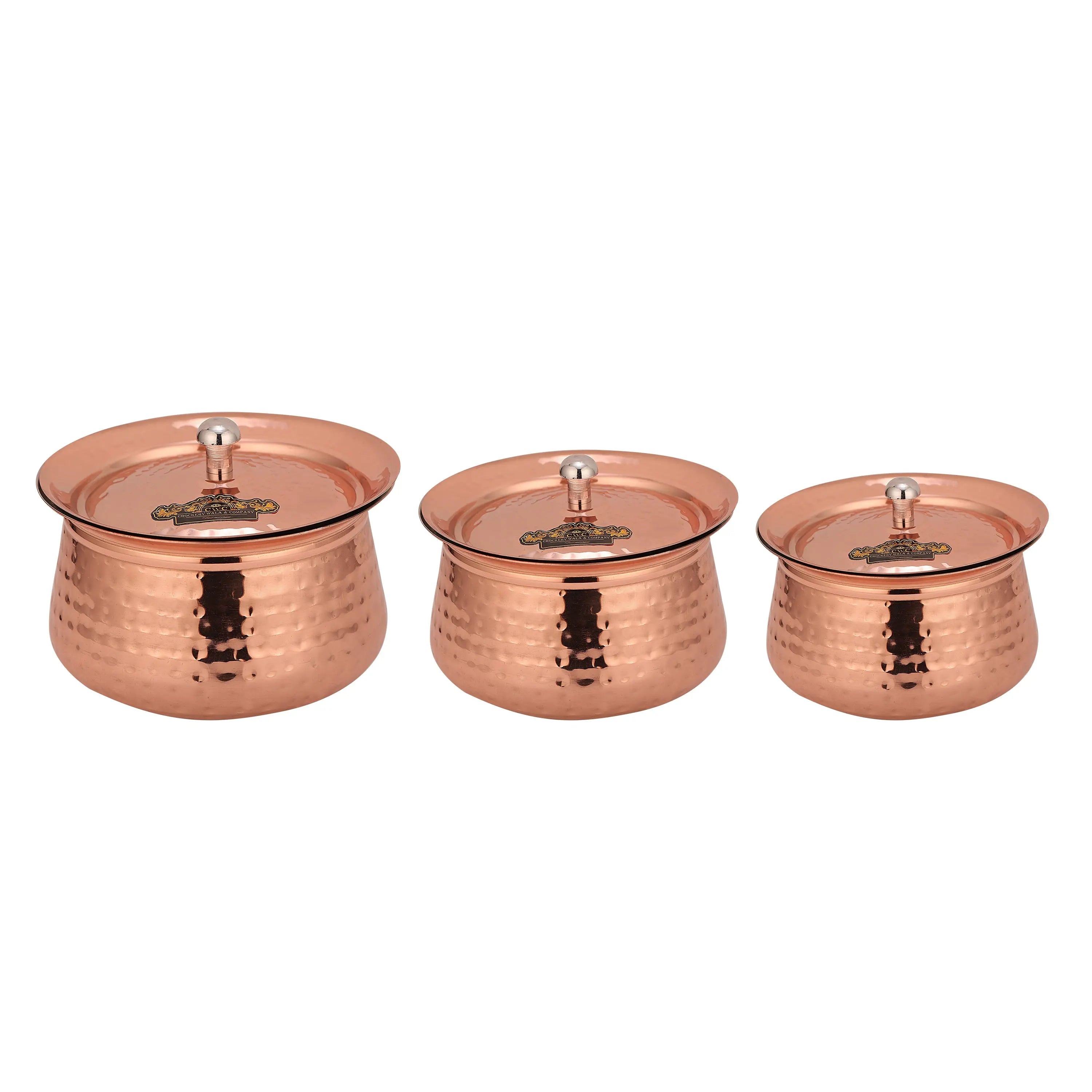STAINLESS STEEL COPPER PVD LOTUS HANDI SET-3 PCS - CROCKERY WALA AND COMPANY