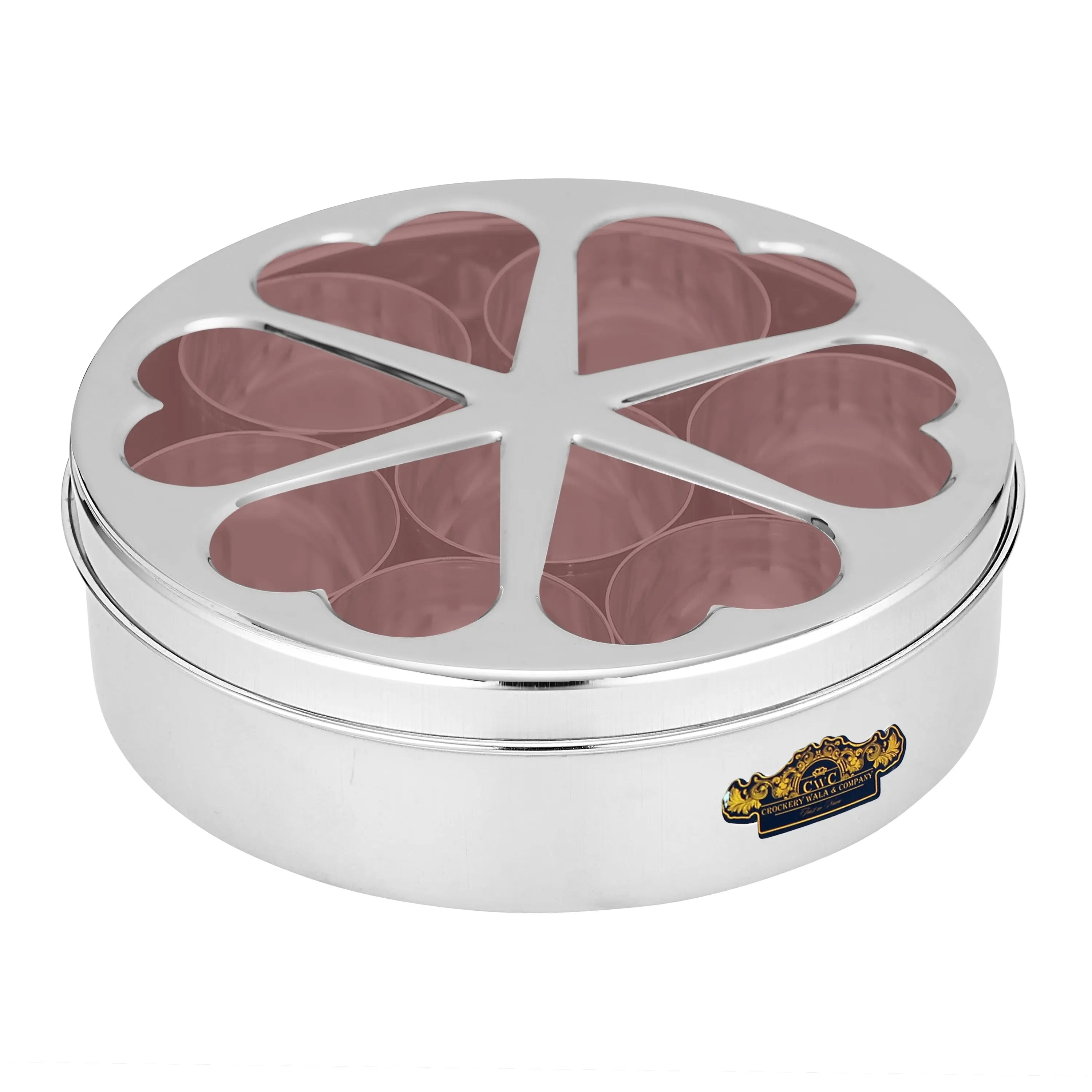 STAINLESS STEEL MASALA BOX VALENTINE - CROCKERY WALA AND COMPANY