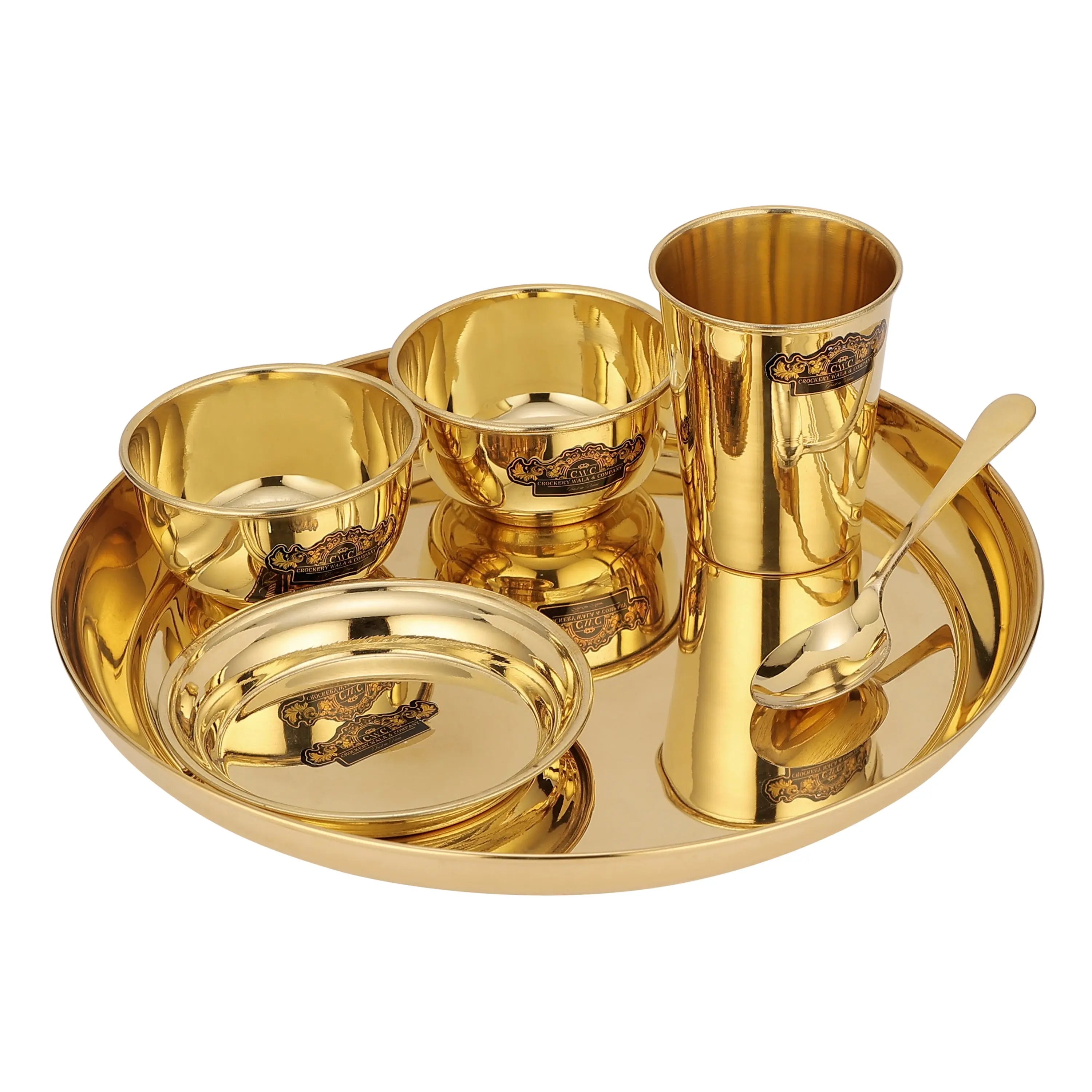 BRASS CASSIA THALI SET - 6 PCS - CROCKERY WALA AND COMPANY