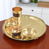 Brass Thali Set Mughal Design 6 Pcs Set for Elegant Dining Crockery Wala And Company Ltd