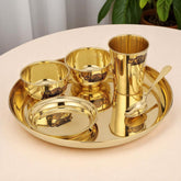 Brass Cassia Thali Set - 6 Pcs Decorative Dinnerware CROCKERY WALA AND COMPANY