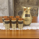 Crockery Wala And Company Brass Jug 1750 ML And Six Glass Crockery Wala And Company Ltd