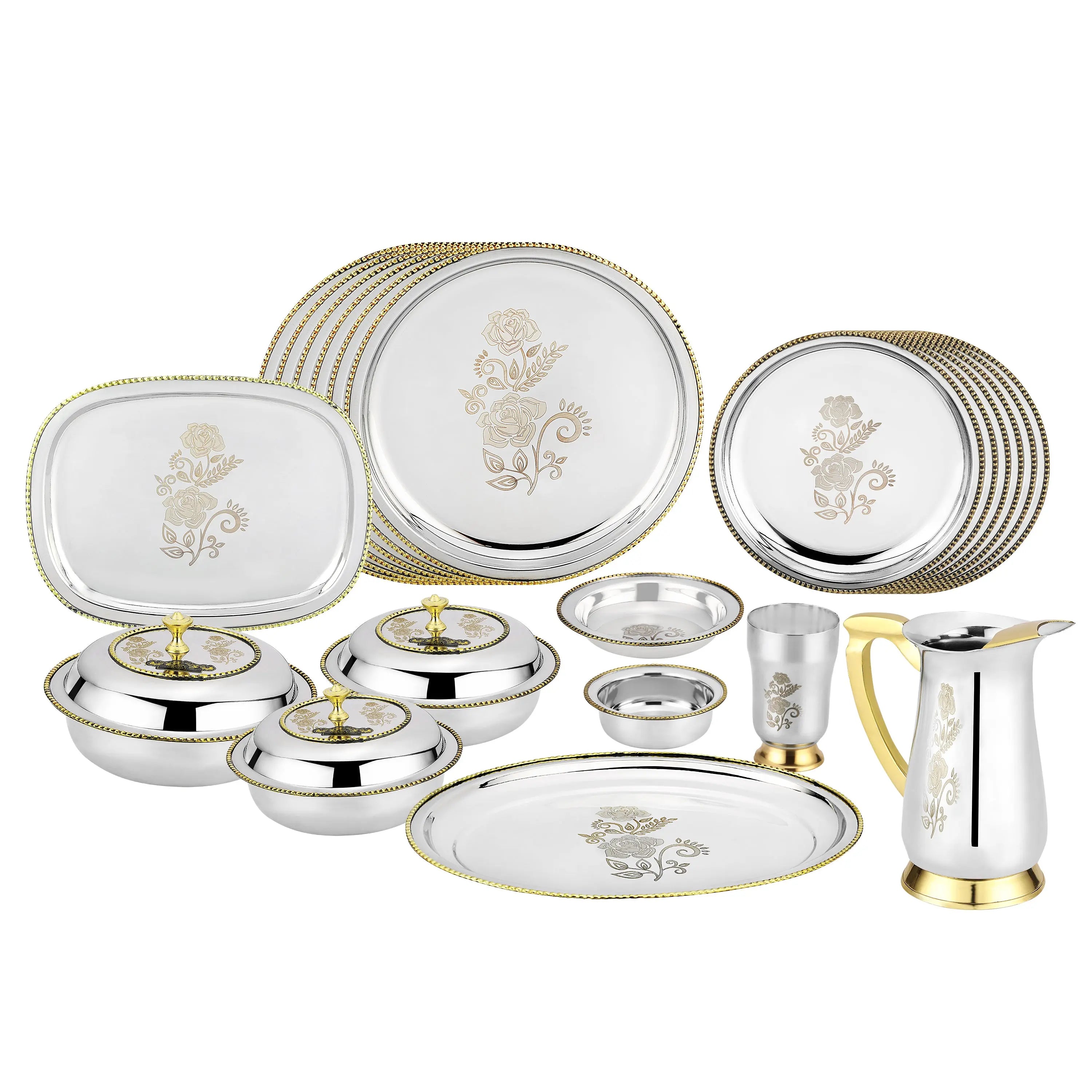 STAINLESS STEEL 2 TONE DINNER SET -51 PCS - CROCKERY WALA AND COMPANY