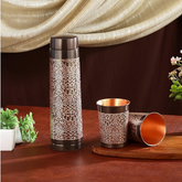 CROCKERY WALA & COMPANY Pure Copper Bottle with 2 Glass Gift Set (Antique Itching Tower) CROCKERY WALA AND COMPANY