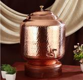 Pure Copper Water Pot Matka Dispenser With Tap Hammered Finish CROCKERY WALA AND COMPANY