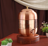 Copper Vessel For Drinking Water Half Hammered Designer With Tap CROCKERY WALA AND COMPANY
