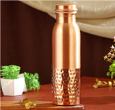 Pure Copper Hammered Bottle With Designer Effect 1100ml Crockery Wala And Company