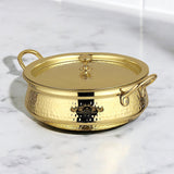 Brass Kalai Lagaan Handi With Lid Hammered Design Lightweight - CROCKERY WALA AND COMPANY