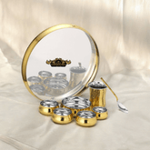 Brass Steel Curve Hammered Thali set 8 pcs - CROCKERY WALA AND COMPANY