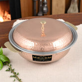 Copper Serving Donga With Copper Lid for Home Décor Crockery Wala And Company