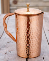 Pure Copper Jug Pitcher Hammered 1500 ml Premium Quality Crockery Wala And Company Ltd