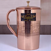 CROCKERY WALA AND COMPANY Embossed Pure Copper Jug 1600 ml Crockery Wala And Company Ltd