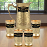 Crockery Wala And Company Brass Jug & Glass Set Elegant Serveware - CROCKERY WALA AND COMPANY