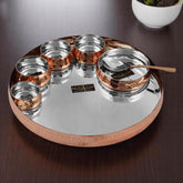 Steel Copper Curved HAMMERED Thali Set Royal 13" 8 Pcs Crockery Wala And Company Ltd
