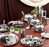 Premium 51 - Piece Stainless Steel Hammered Finish Dinner Set - CROCKERY WALA AND COMPANY