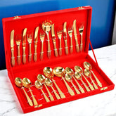 Pure Brass Cutlery Set For Gifting & Dining 26 Pcs Set - CROCKERY WALA AND COMPANY