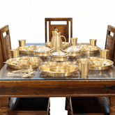 PURE BRASS PARI MATTE FINISH DINNER SET 77PCS - CROCKERY WALA AND COMPANY
