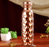 Pure Copper Bottle Diamond Finish For Water Storage 900 ML - CROCKERY WALA AND COMPANY