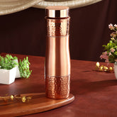 Pure Copper Curve Designer Water Bottle 1 Liter Handcrafted Copper Bottle - CROCKERY WALA AND COMPANY
