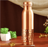 Pure Copper Half Hammered Bottle With Designer Effect 1100ml - CROCKERY WALA AND COMPANY