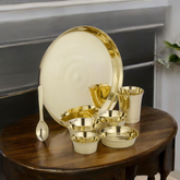 Pure Bronze Unique Shine Thali Set 8 Pieces Durable Modern Design CROCKERY WALA AND COMPANY
