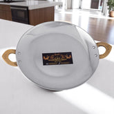 Copper Serving Platter Round With Brass Handles 14 Inch Crockery Wala And Company