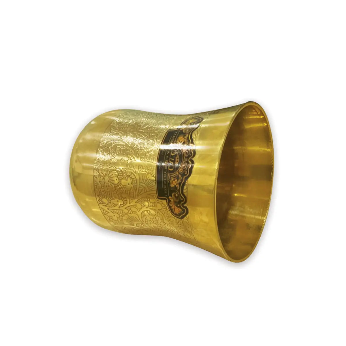Brass Glass Tumbler Curve Itching Design - CROCKERY WALA AND COMPANY