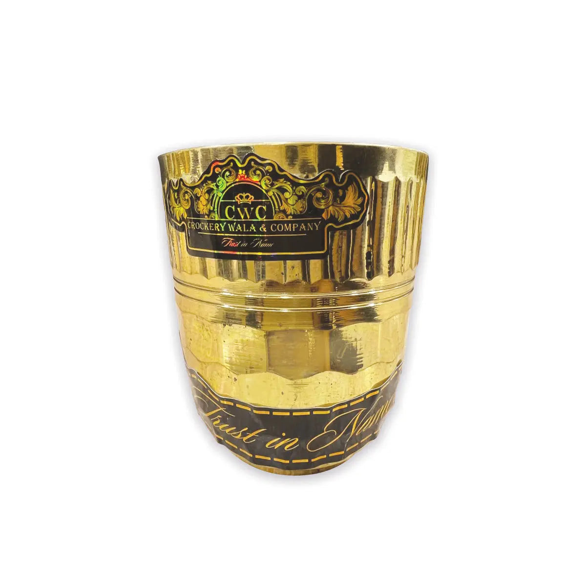Pure Brass Bee Hive Design Glass Tumbler for Drinking and Serving Water Big - CROCKERY WALA AND COMPANY