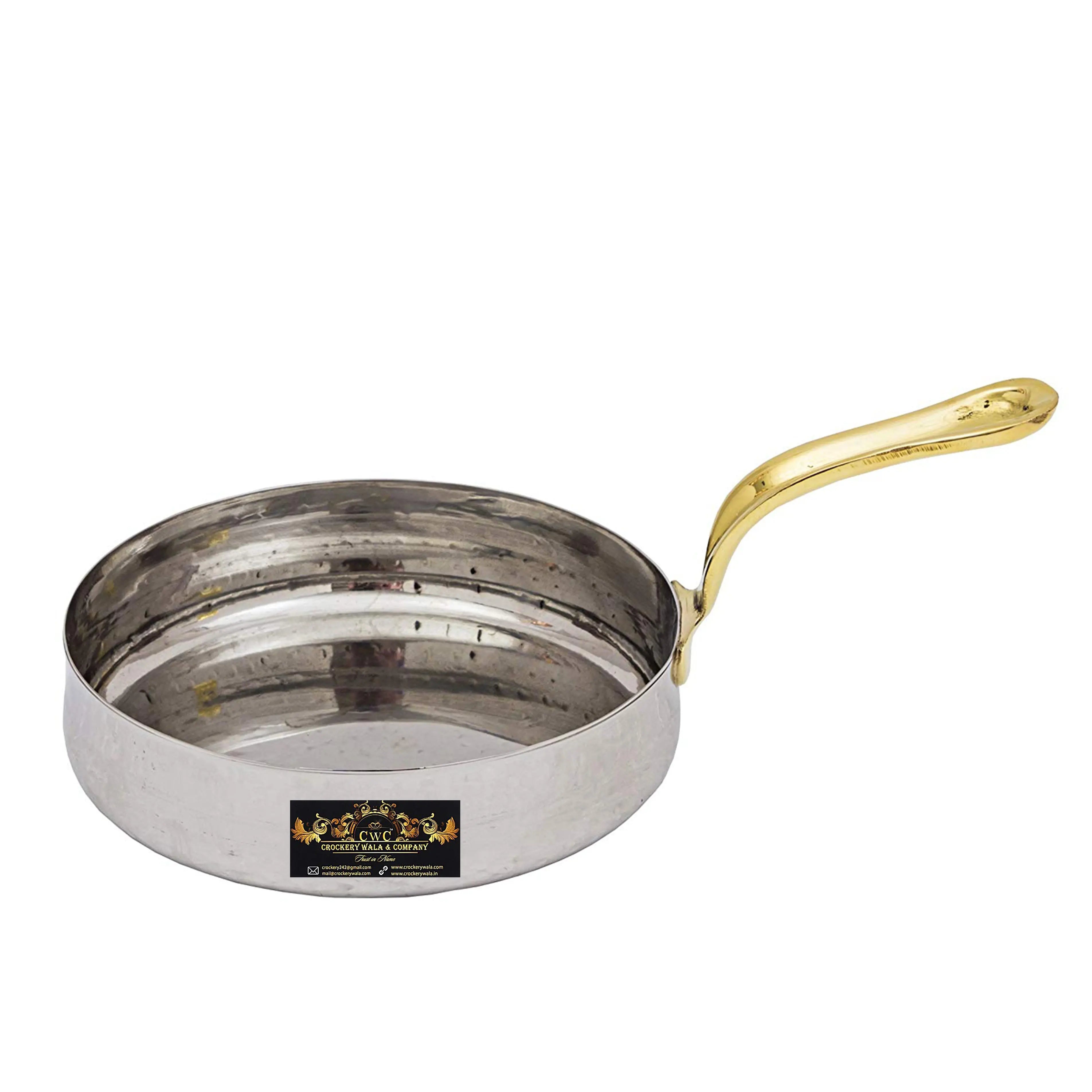 Crockery Wala & Company Hammered Steel Curved Sauce Pan, Serve ware & Tableware, Width 5.0", Silver - CROCKERY WALA AND COMPANY