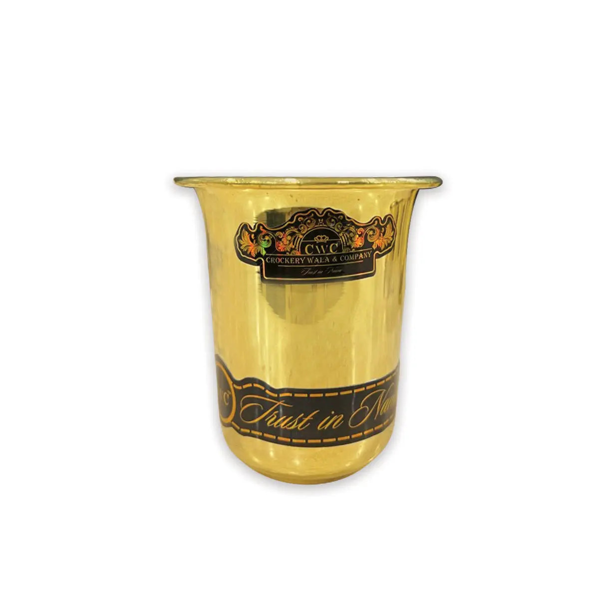 Brass Curve Polo Design light weight Glass Tumbler for Serving and Drinking Water - CROCKERY WALA AND COMPANY