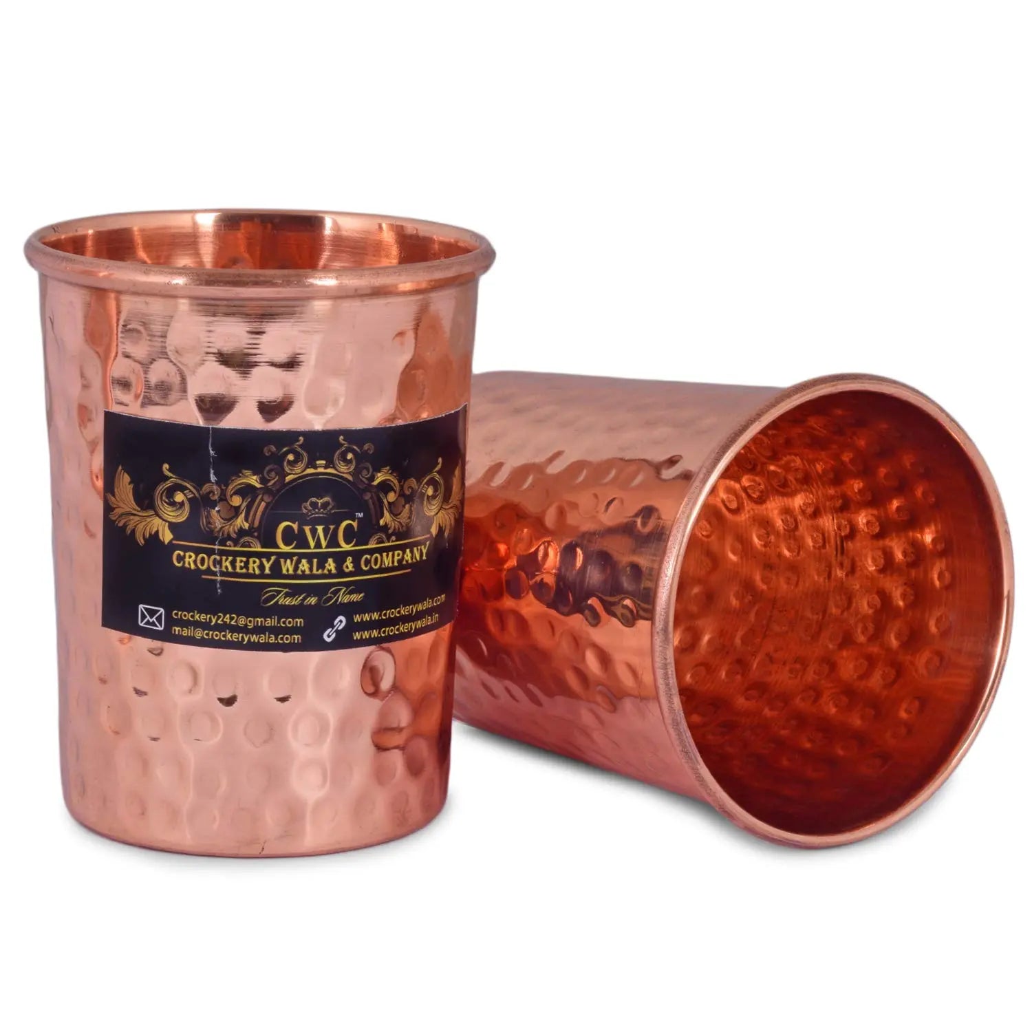 Pure Copper Pitcher, Jug, Jar Hammered Finish & 2 Glass - CROCKERY WALA AND COMPANY