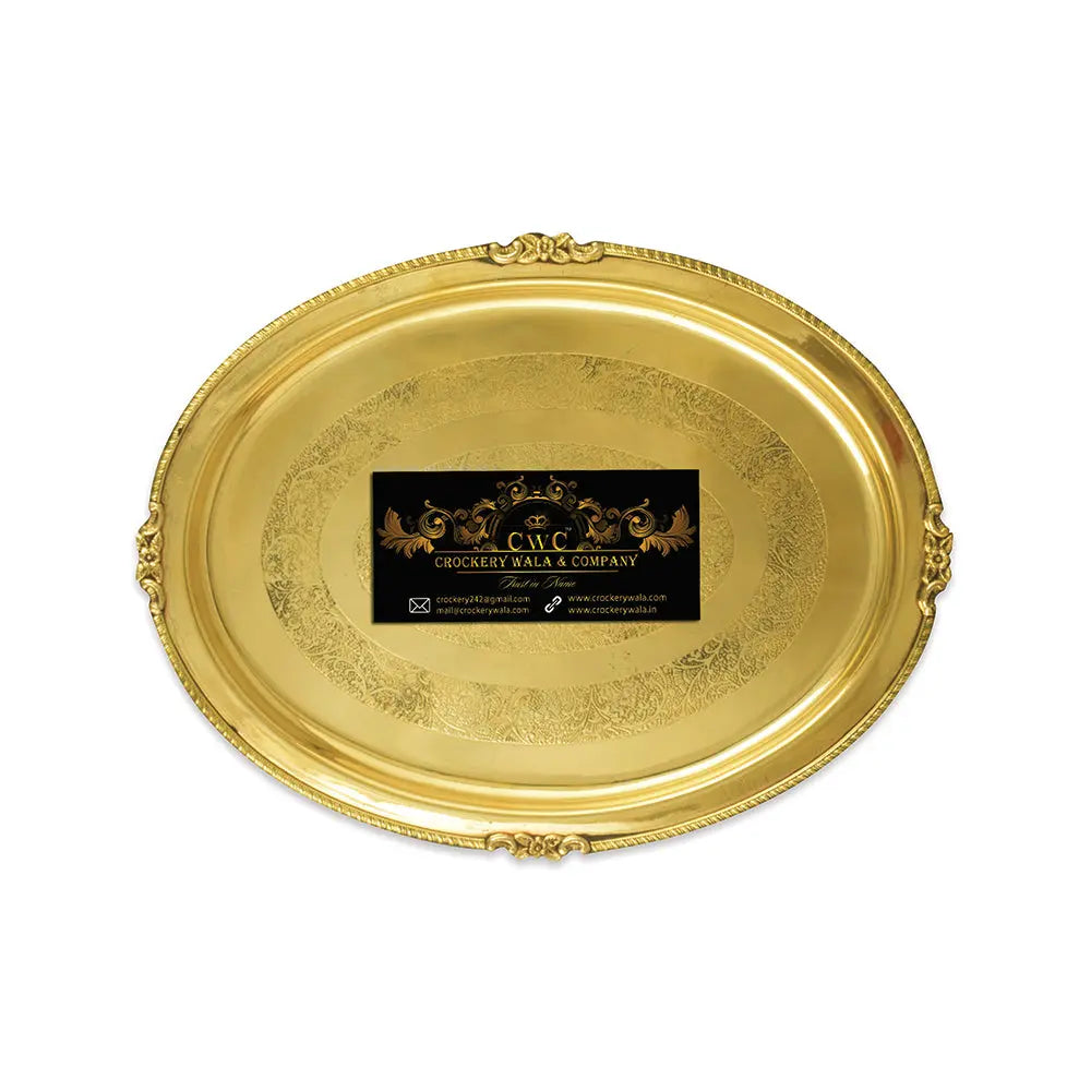 Pure Brass Dinner Set Thali Set Mughal Design 70 pcs - CROCKERY WALA AND COMPANY