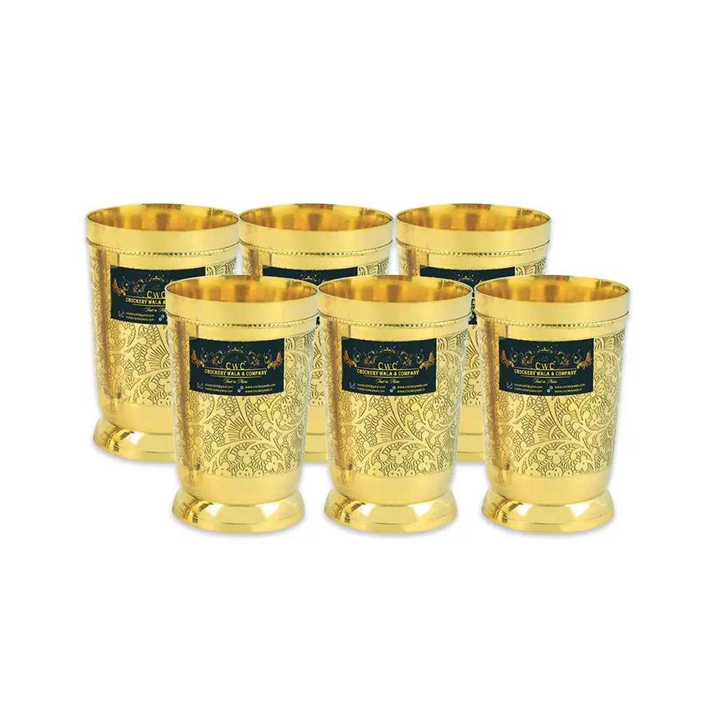 Pure Brass Dinner Set Thali Set Mughal Design 70 pcs - CROCKERY WALA AND COMPANY
