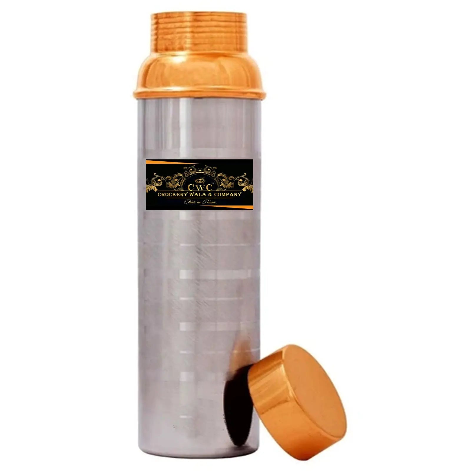 Copper Steel Water Bottle Double Wall Silver Touch Finish - CROCKERY WALA AND COMPANY