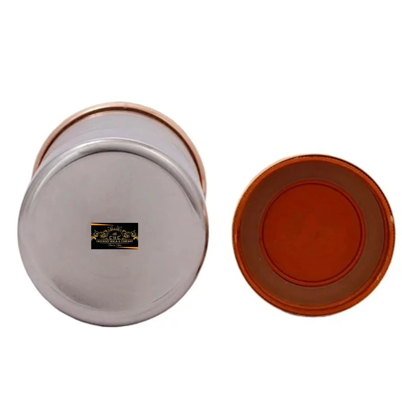 Copper Steel Water Bottle Double Wall Silver Touch Finish - CROCKERY WALA AND COMPANY