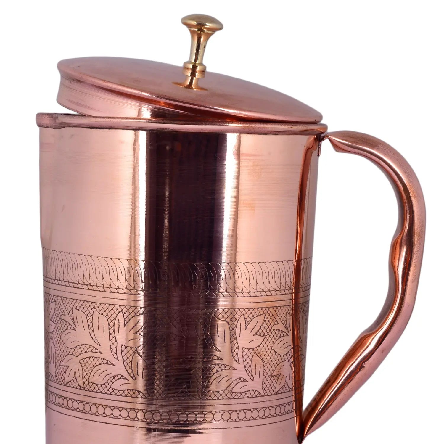 CROCKERY WALA AND COMPANY Embossed Pure Copper Jug , 1600 ml - Crockery Wala And Company