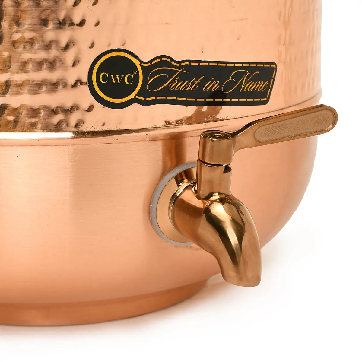 Copper Vessel For Drinking Water Half Hammered Designer With Tap - CROCKERY WALA AND COMPANY 