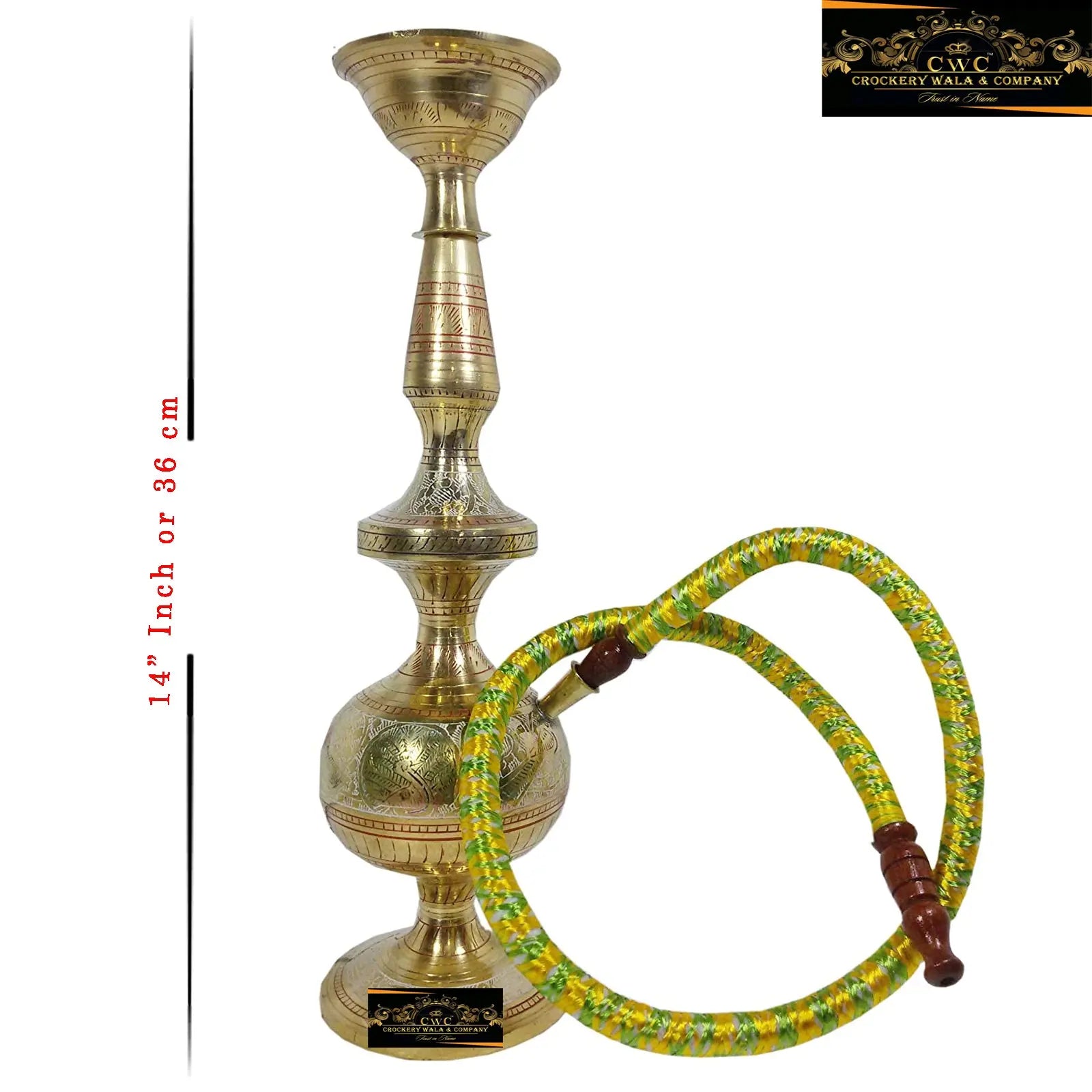 Crockery Wala And Company Pure Brass Hookah Brass Sheesha With Chilum and Pipe - CROCKERY WALA AND COMPANY
