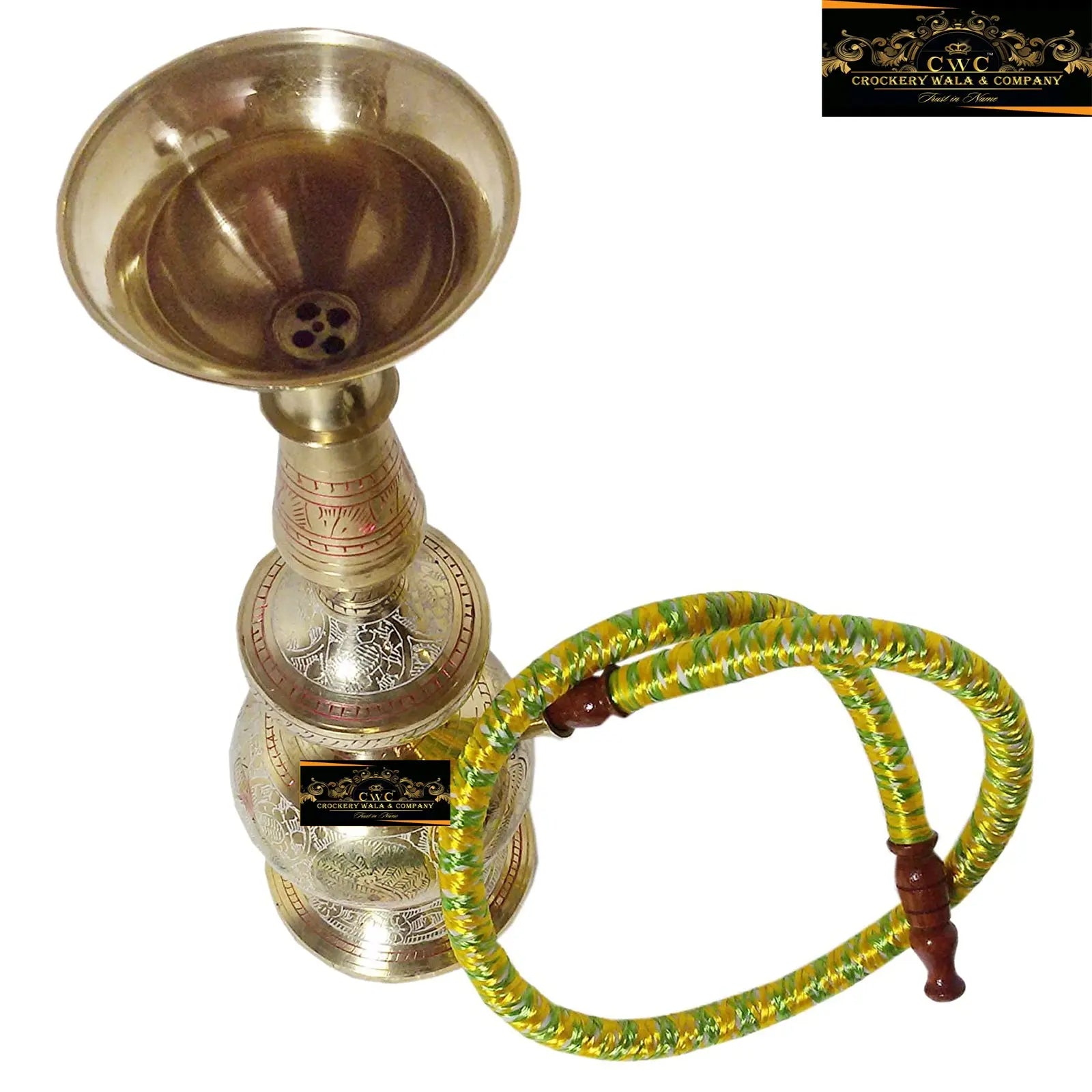 Crockery Wala And Company Pure Brass Hookah Brass Sheesha With Chilum and Pipe - CROCKERY WALA AND COMPANY