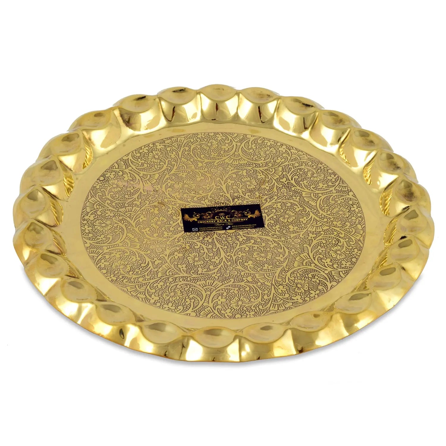 Brass Rivigo Pooja Thali for Pooja worship of God and Goddesses - CROCKERY WALA AND COMPANY