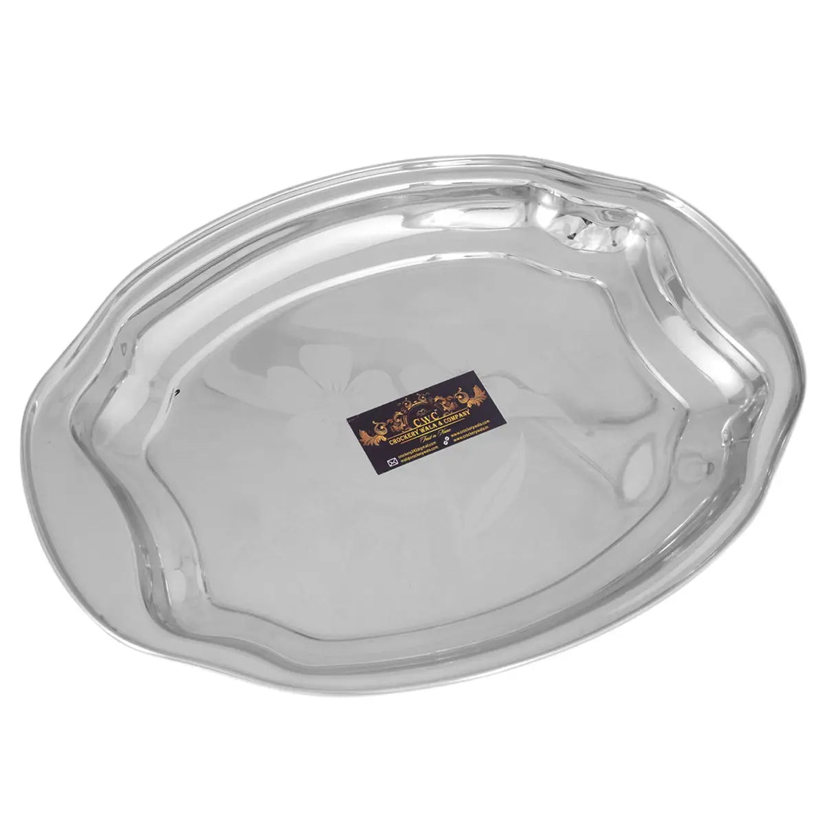 Crockery Wala And Company Stainless Steel Serving Tray Salad Rice Dish Serving Tray Dinnerware | 1 Pc - CROCKERY WALA AND COMPANY