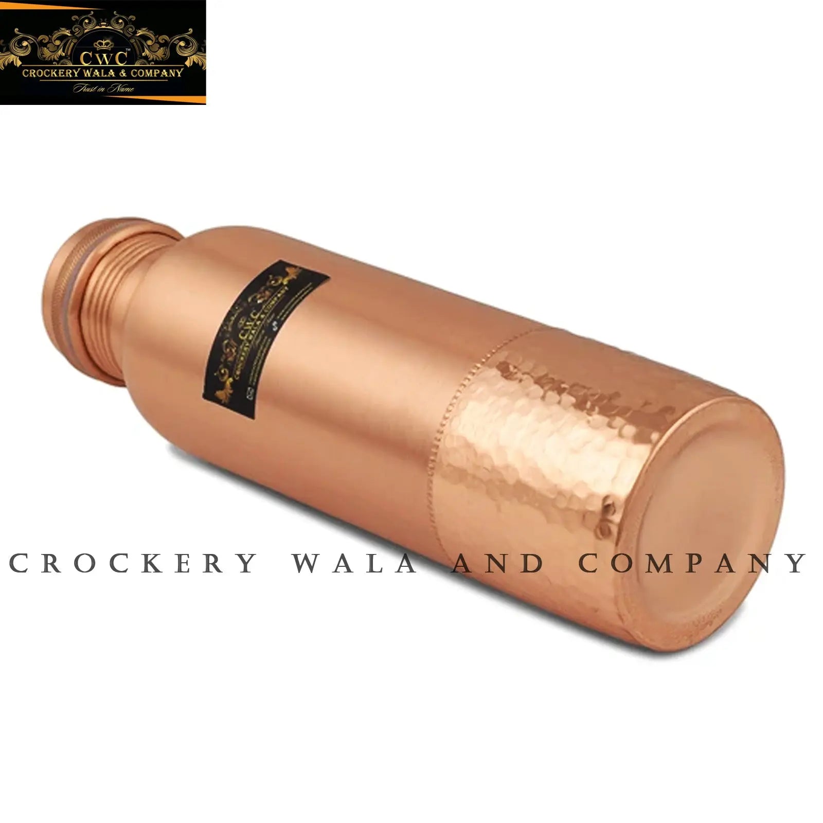 Pure Copper Hammered bottle With Designer Effect - CROCKERY WALA AND COMPANY