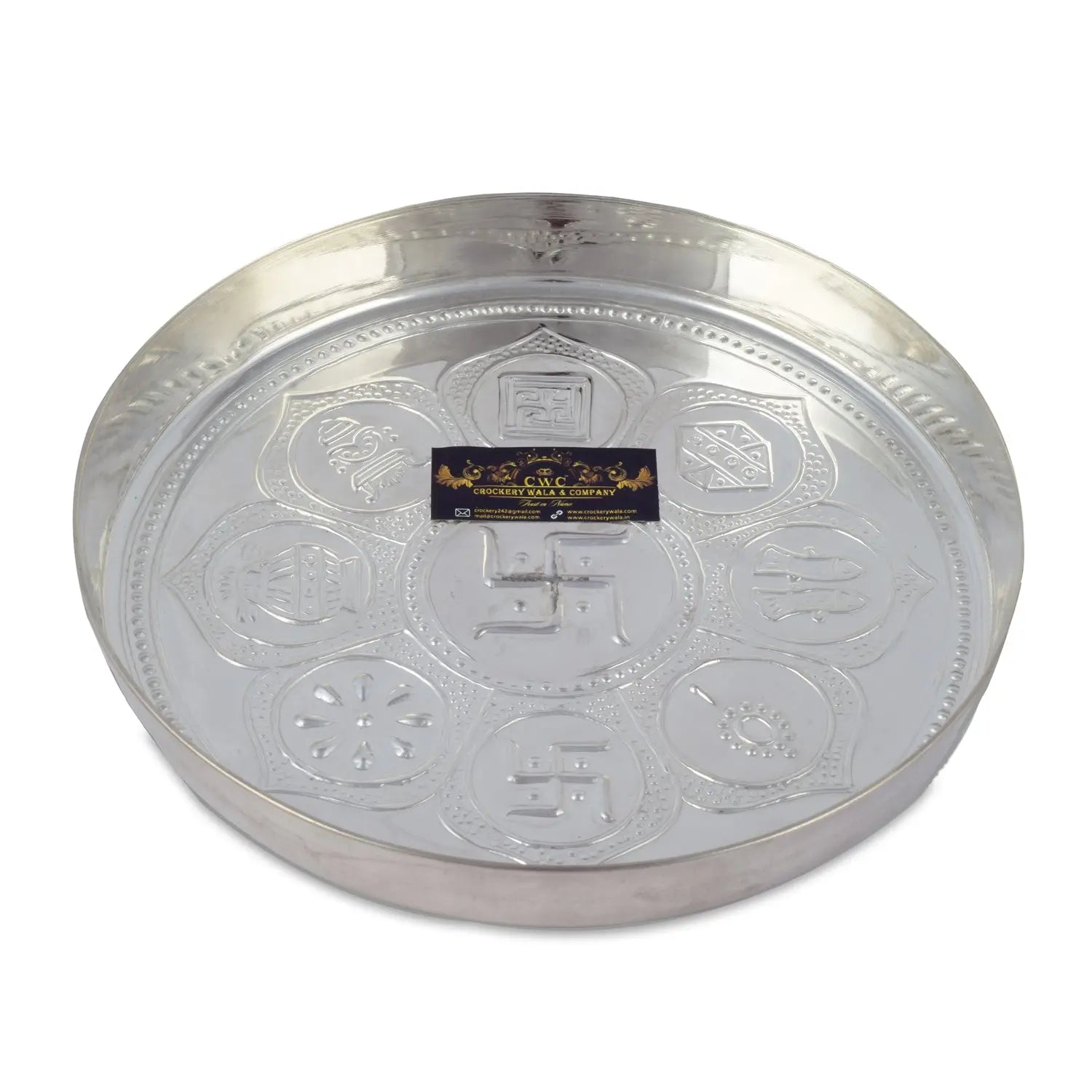 Asthmangal Brass Silver Thali Set for Pooja/Aarti and gifting for worshipping - CROCKERY WALA AND COMPANY