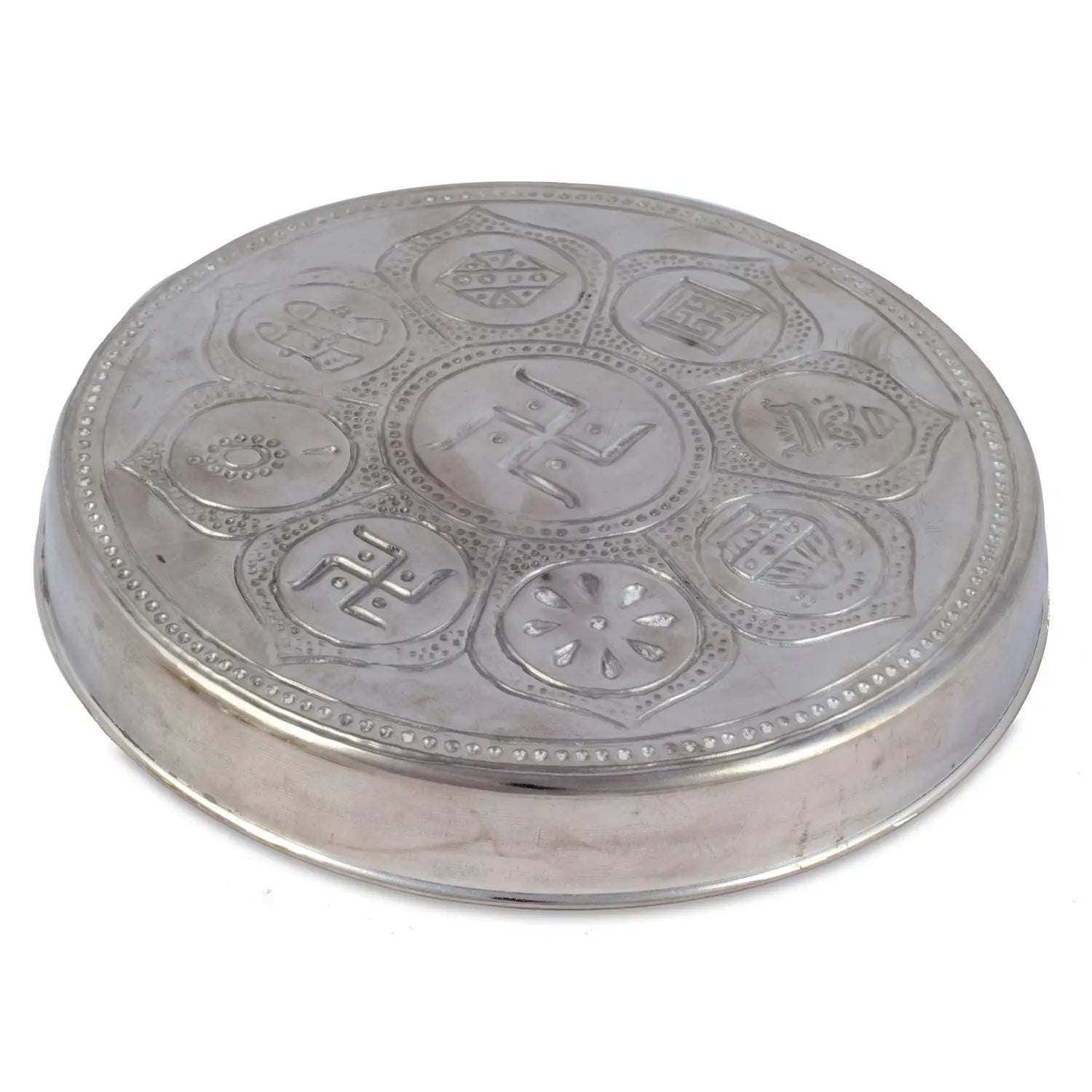 Asthmangal Brass Silver Thali Set for Pooja/Aarti and gifting for worshipping - CROCKERY WALA AND COMPANY