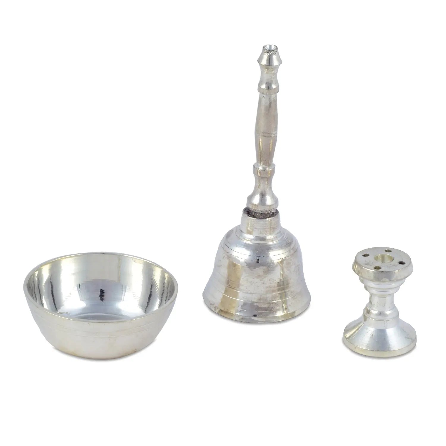 Asthmangal Brass Silver Thali Set for Pooja/Aarti and gifting for worshipping - CROCKERY WALA AND COMPANY